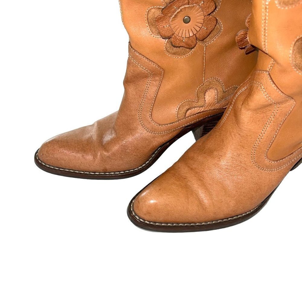 Mia Womens Cowgirl Boots Size 6 Leather Western Candida Boho Floral Tan 3D - Picture 6 of 15